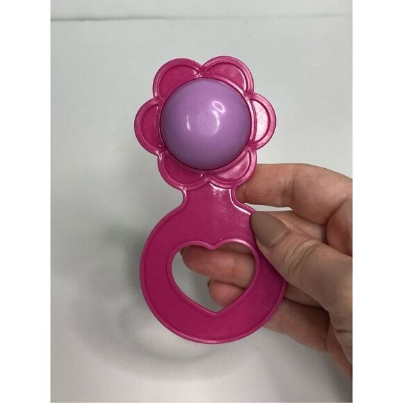 baby doll rattle play pretend pink preschool heart flower - Picture 3 of 3
